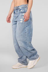 W2182 - Studio Edit Barrel Jeans - Light Acid Wash