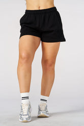 W1082 - Emblem Embossed Shorts - Black