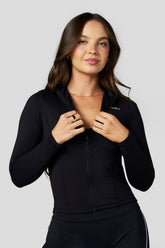 W5218 - Prep Bodycon Jacket - Black