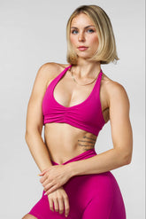 W3173 Buttersoft Scrunch Halter Bra - Berry Pink