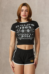 W471 Gold's Gym Ringer Baby Tee - Black