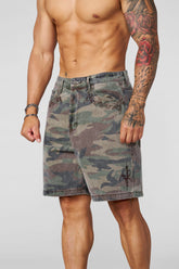 1025 - Phantom Embroidery Jorts - Army Camo