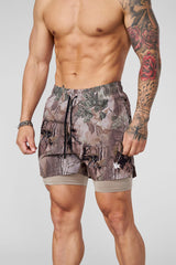 1047 - Camo Compression Shorts - Beige Tree Camo