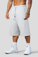 1107 - Extra Long Baggy Shorts - Heather Grey