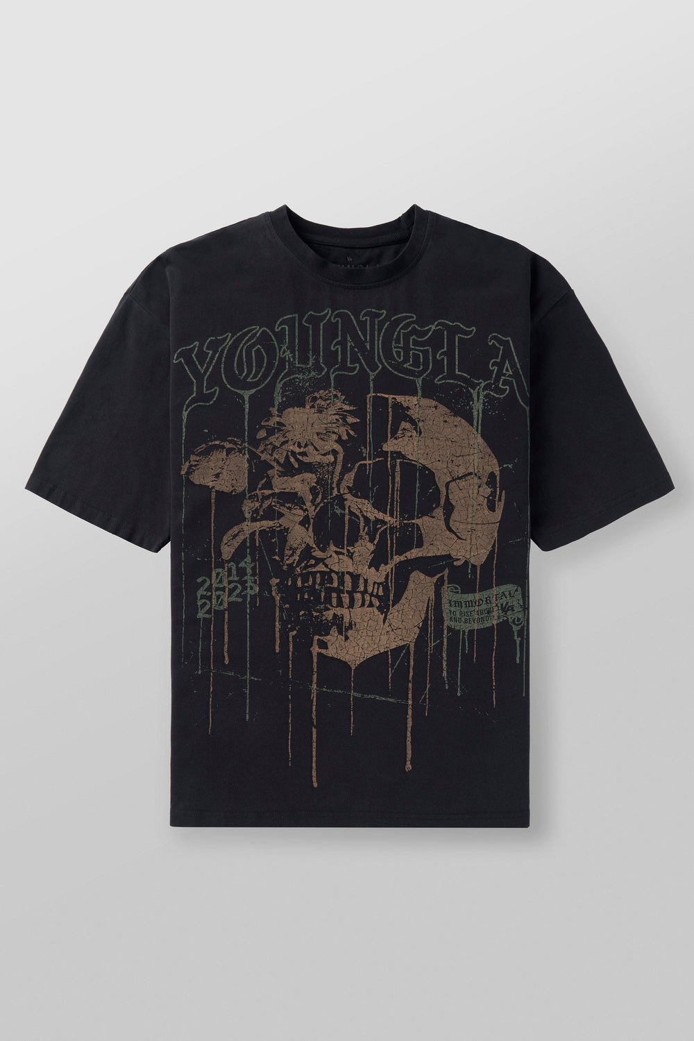 4116 - Floral Skull Tees - Black