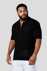 4308 - Upscale Crochet Polos - Black