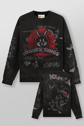 5256 - Looney Tunes Graffiti Crewnecks - Allover Black Sketch