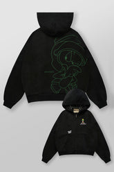 5257 - Looney Tunes Plaid Zip-Ups - Black Wash