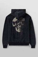 551 - Drippy Skull Hoodie - Black Wash