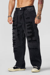 6004 - Destroyed Jeans - Black Wash