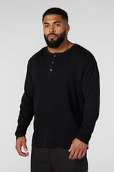 8034 - Henley Thermal Longsleeves - Black