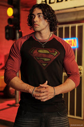 8072 - Superman 3/4 Raglan Shirts - Black/Red