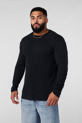 8094 - Tailored Waffle Longsleeves - Black Wash