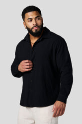 8095 - Cotton Linen Button-Ups - Black
