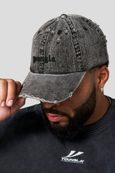 9066 - Distressed Denim Hats - Black Acid Wash