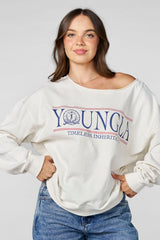 W5158 - Off-shoulder Pullover - Cream