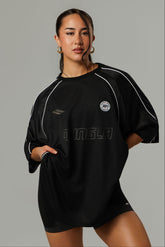 W4329 Oversized Soccer Jersey - Black
