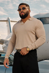 8018 - Monaco Wool Longsleeve Polo - Beige