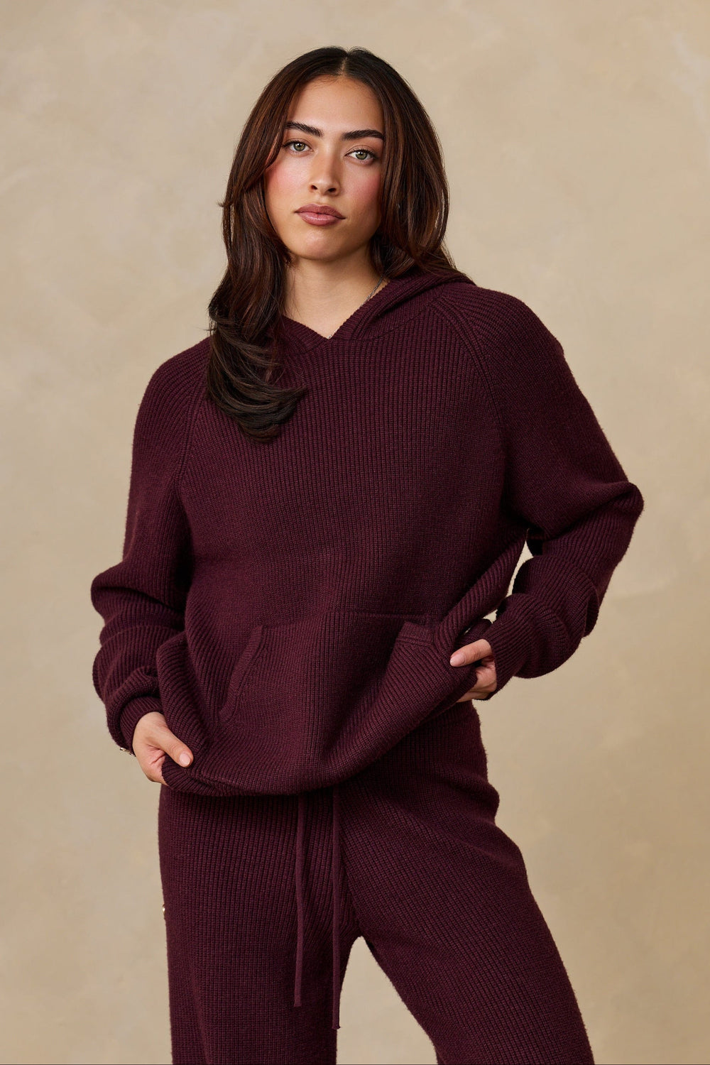 W5157 Smitten Sweater Hoodie - Burgundy