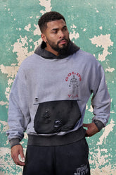 5168 - Gold's Iron Legacy Distress Hoodies - Heather Grey/Black Wash