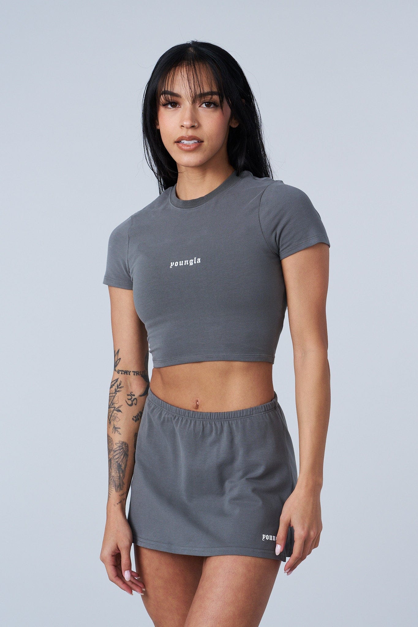 W442 - Love Sets - Baby Tee - Grey