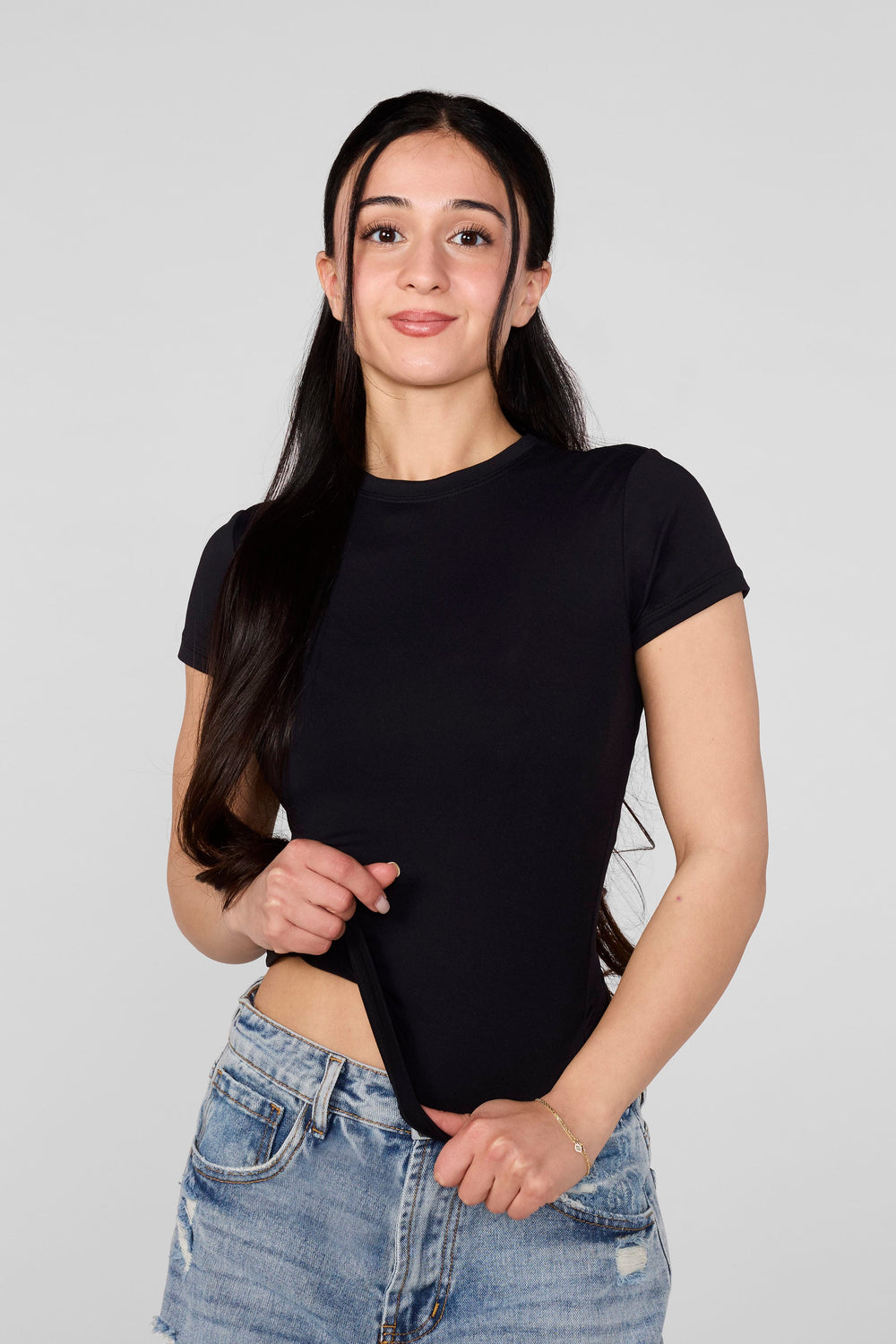 W4279 - Studio Edit Fitted Tee - New Colors - Ebony Black
