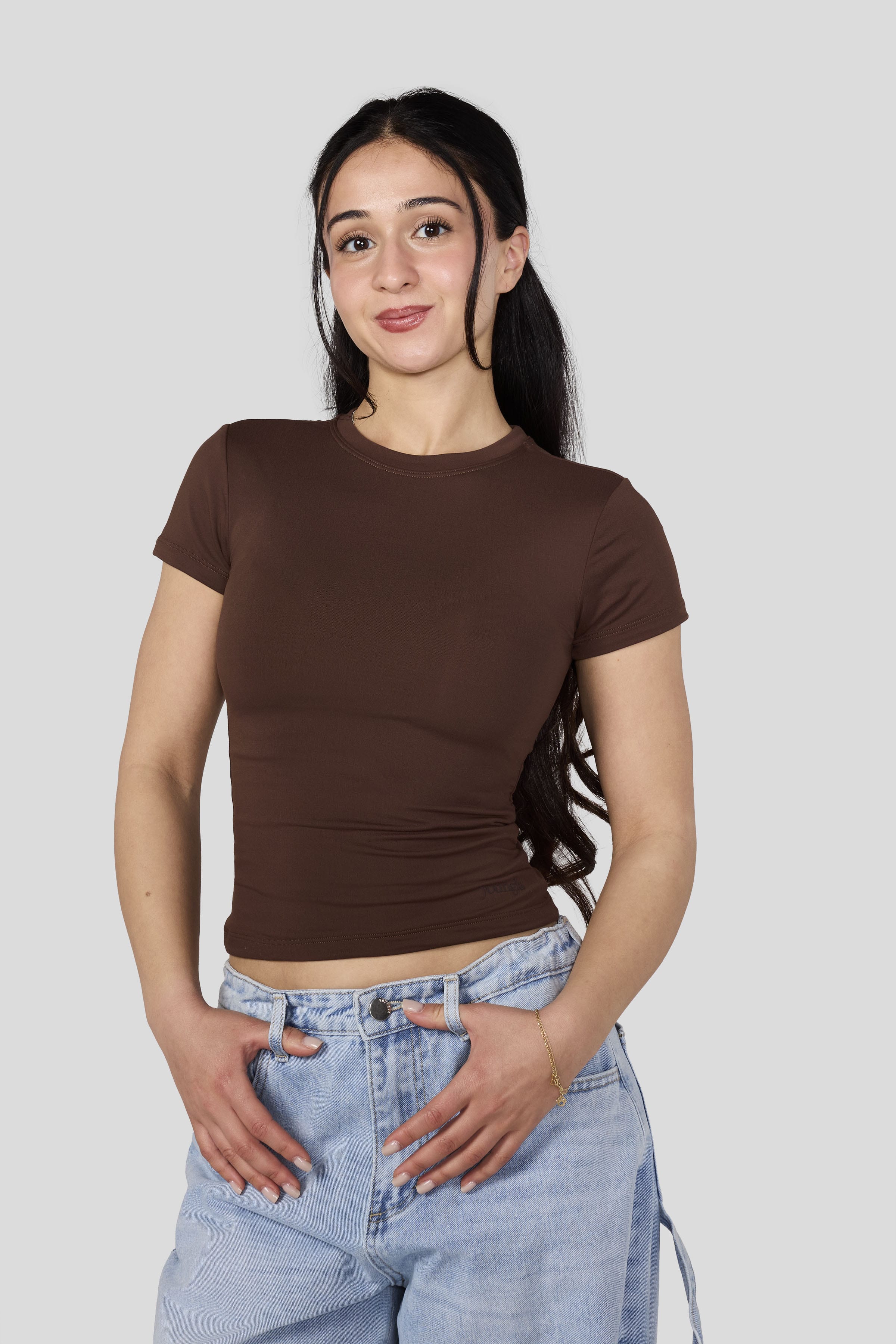 W4279 - Studio Edit Fitted Tee - Brown