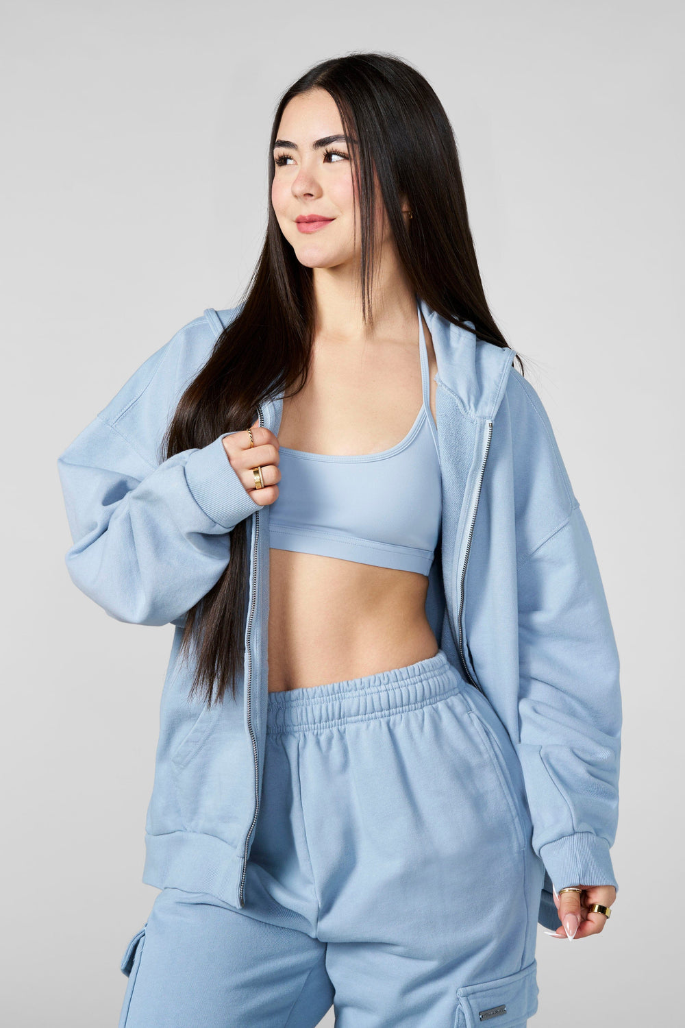 W5215 - Kove Zip Hoodie - Dusty Blue