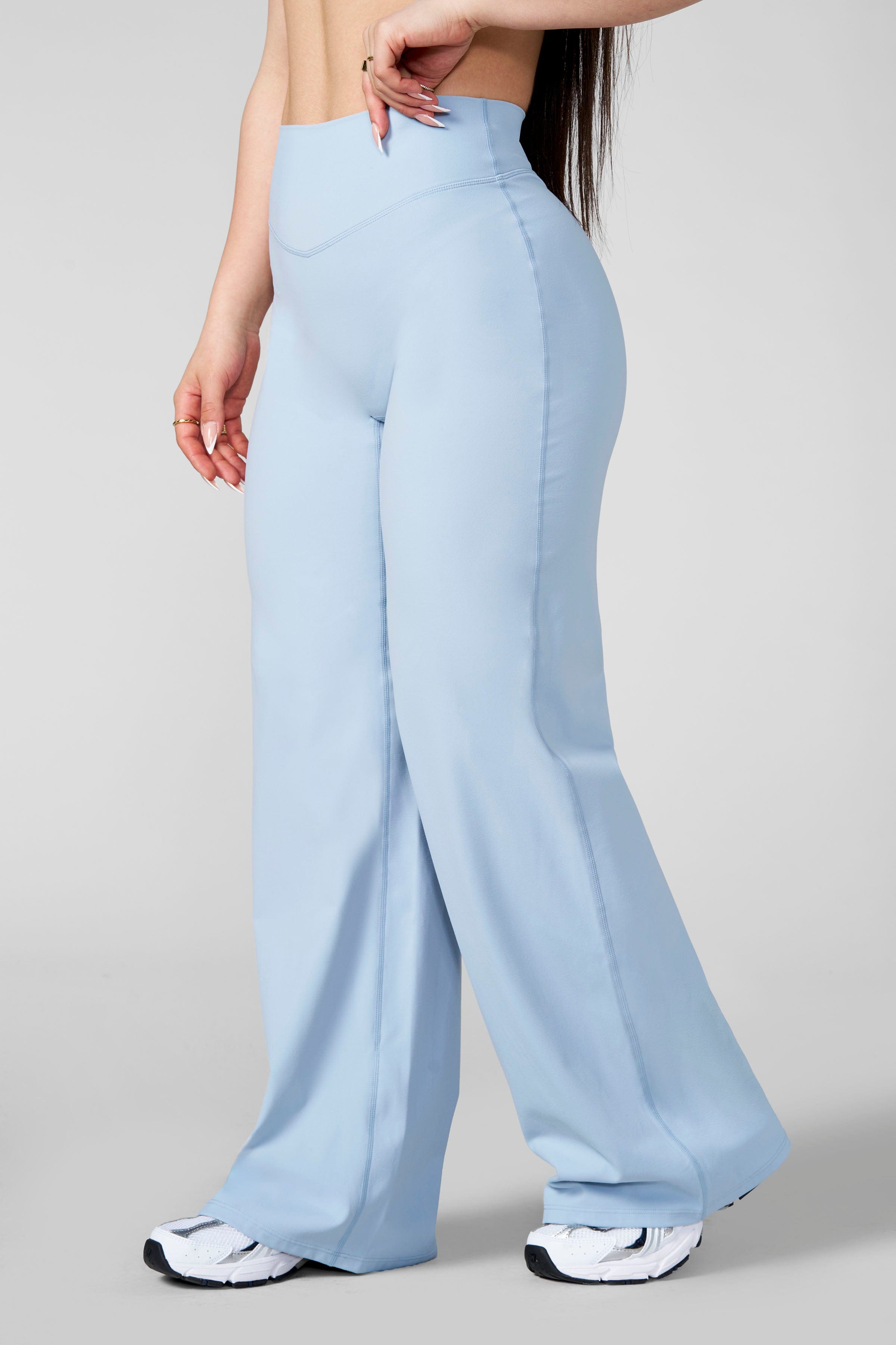 W2289 - Kove Wide Leg Flare Leggings (Short) - Dusty Blue