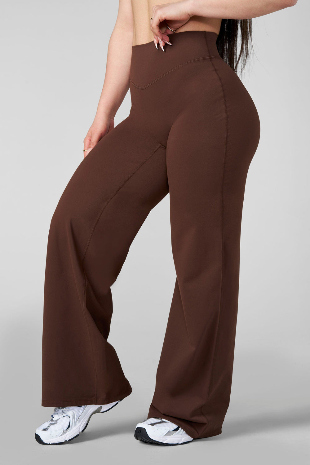 W2289 - Kove Wide Leg Flare Leggings (Short) - Brown