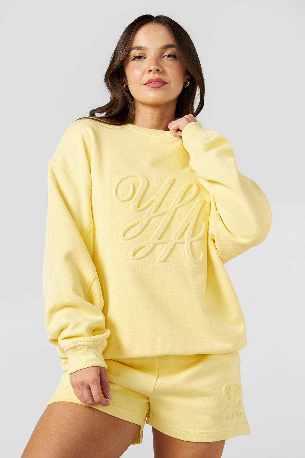W5129 - Emblem Embossed Crewneck - Yellow
