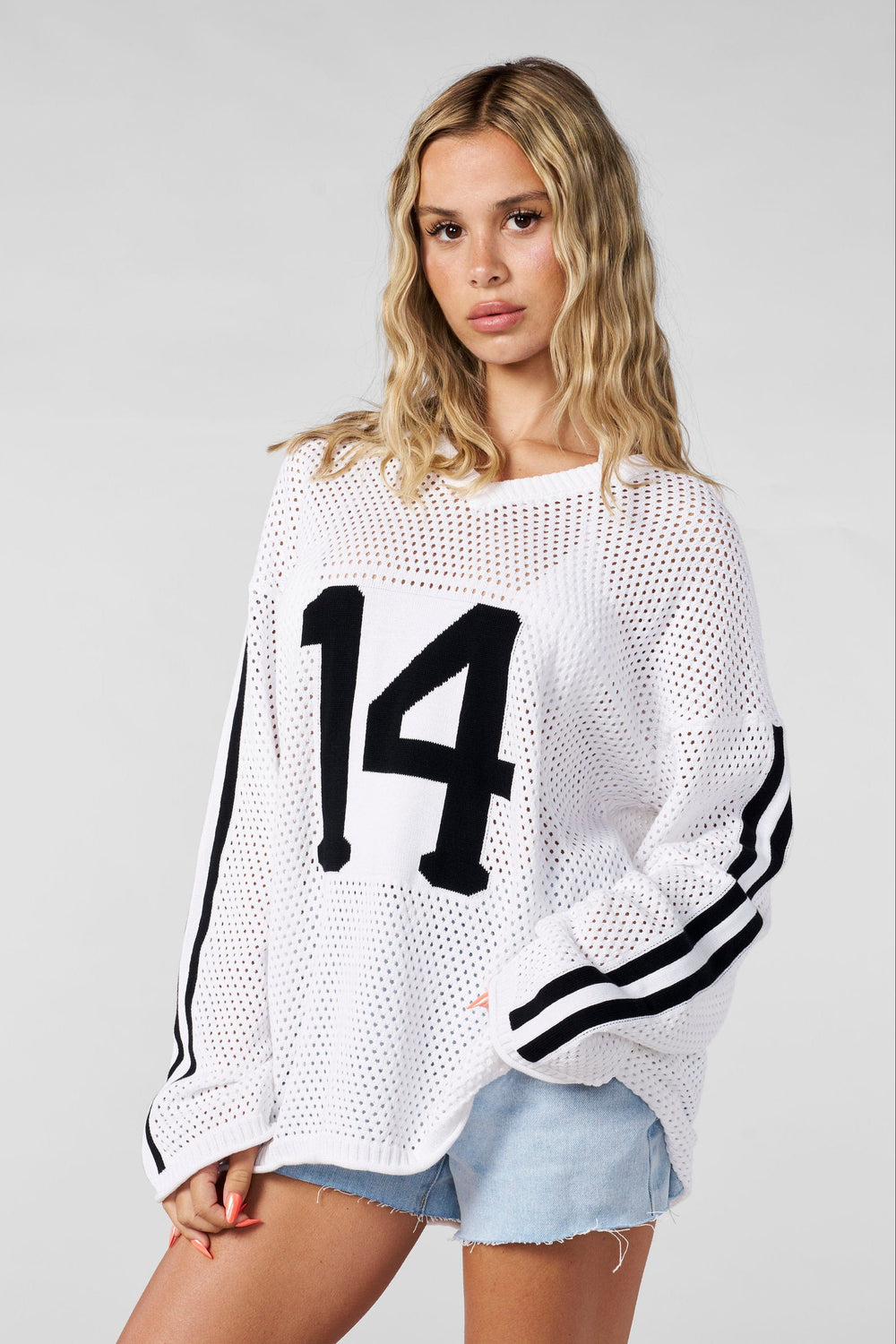 W4001 Crochet Jersey - White
