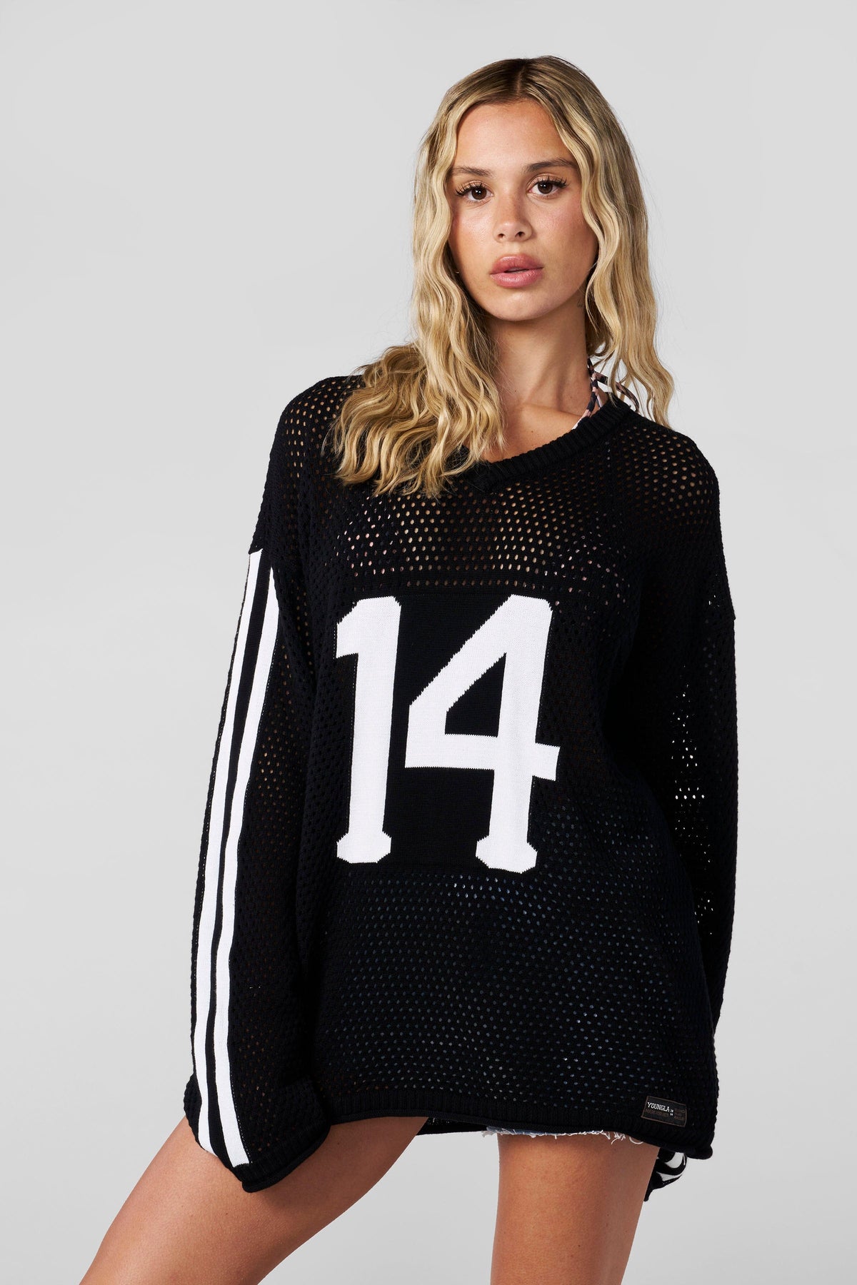 W4001 Crochet Jersey - Black