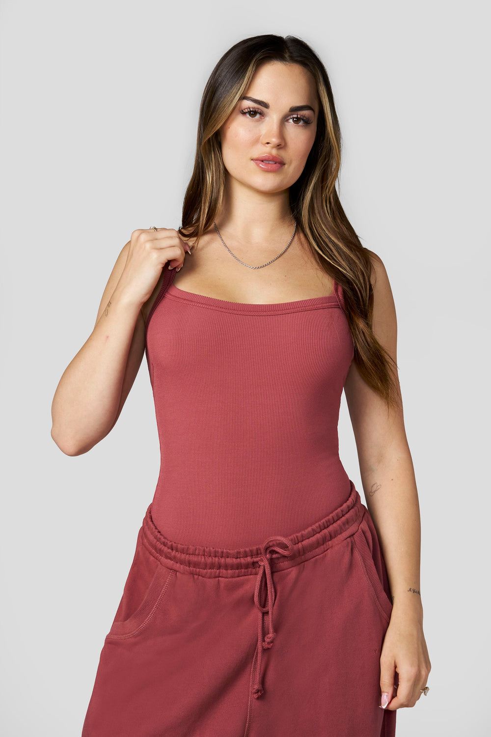 W4208 Ribbed Bodysuit - Rosewood