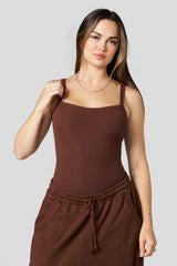 W4208 Ribbed Bodysuit - Brown