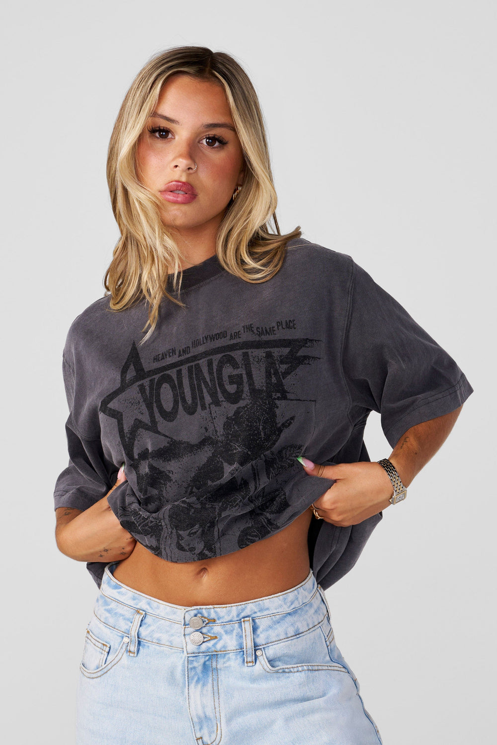 W412 Vintage Oversized Tee - Grey