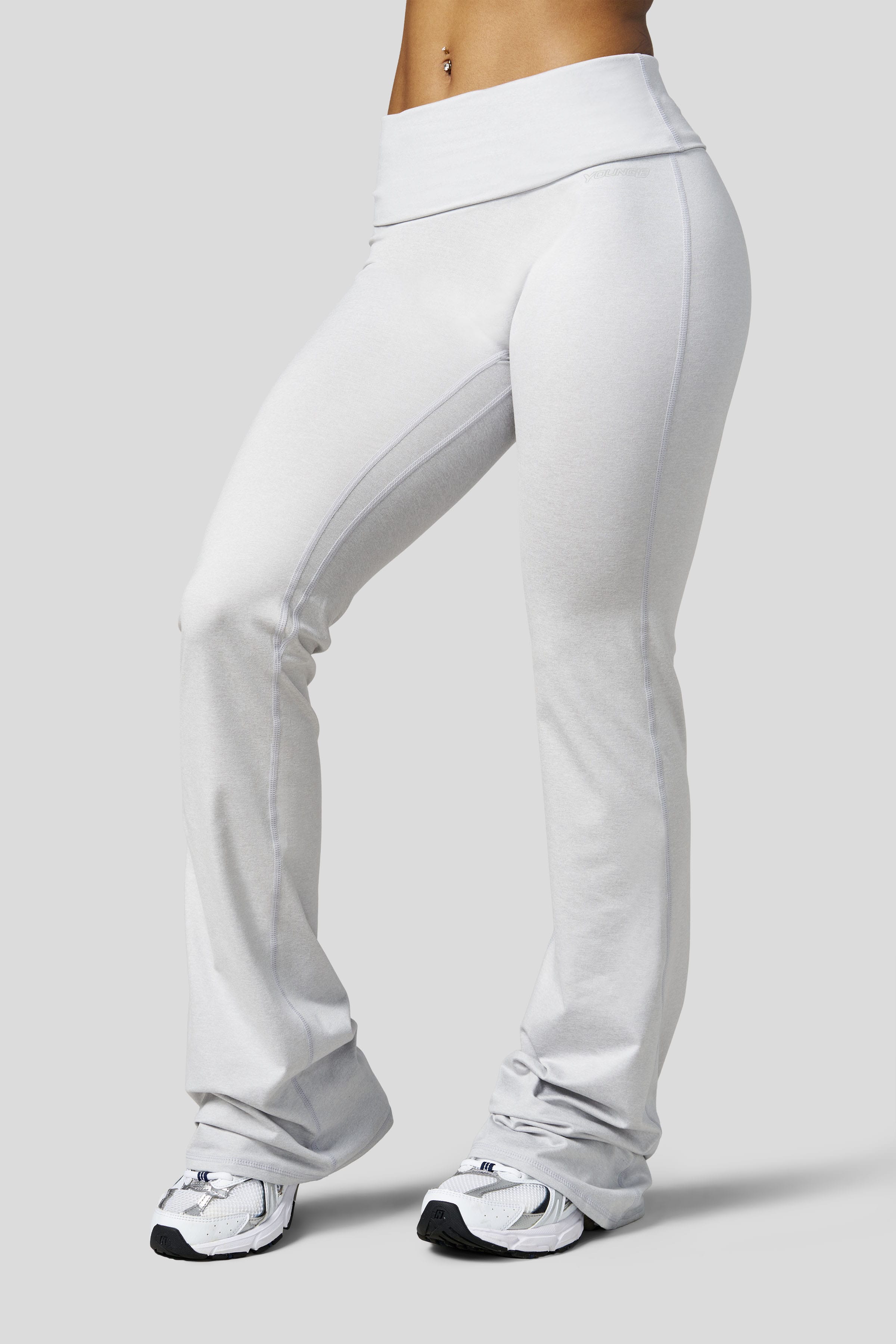 W282 Flashback Foldover Flares - Heather Grey