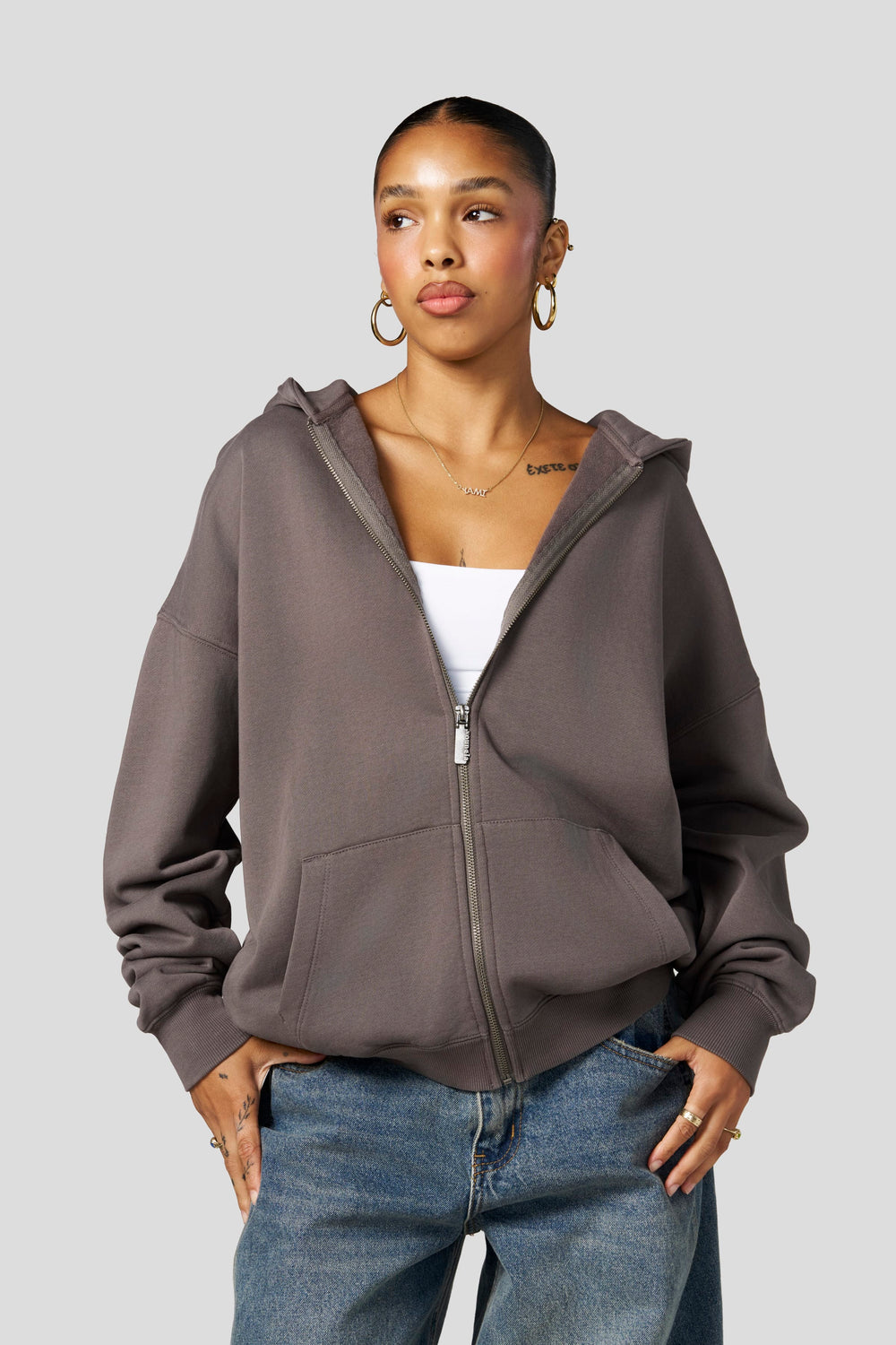 W554 Balance Zip Hoodie - Dark Grey