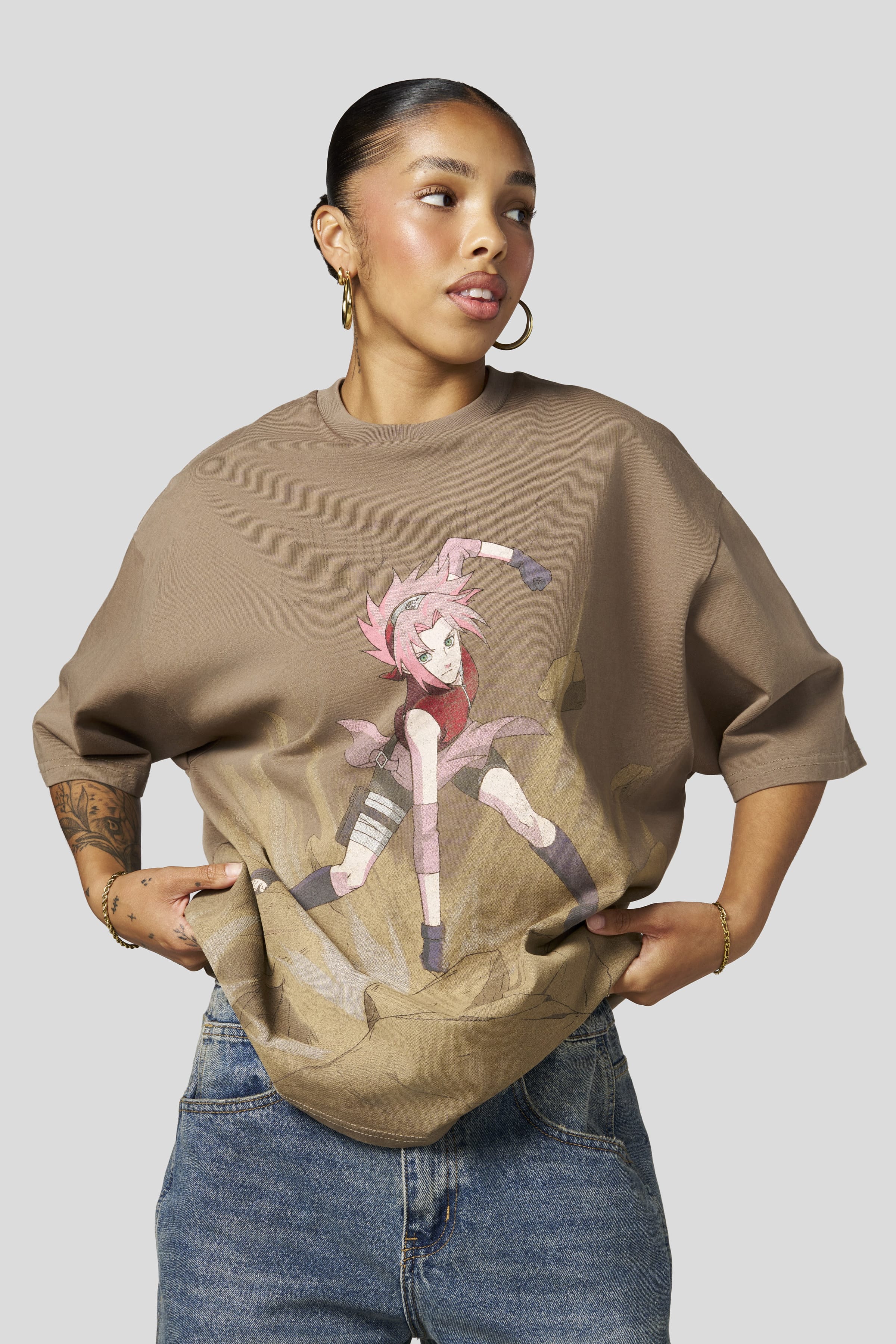 W4360 - Naruto Washed Tee - Tan