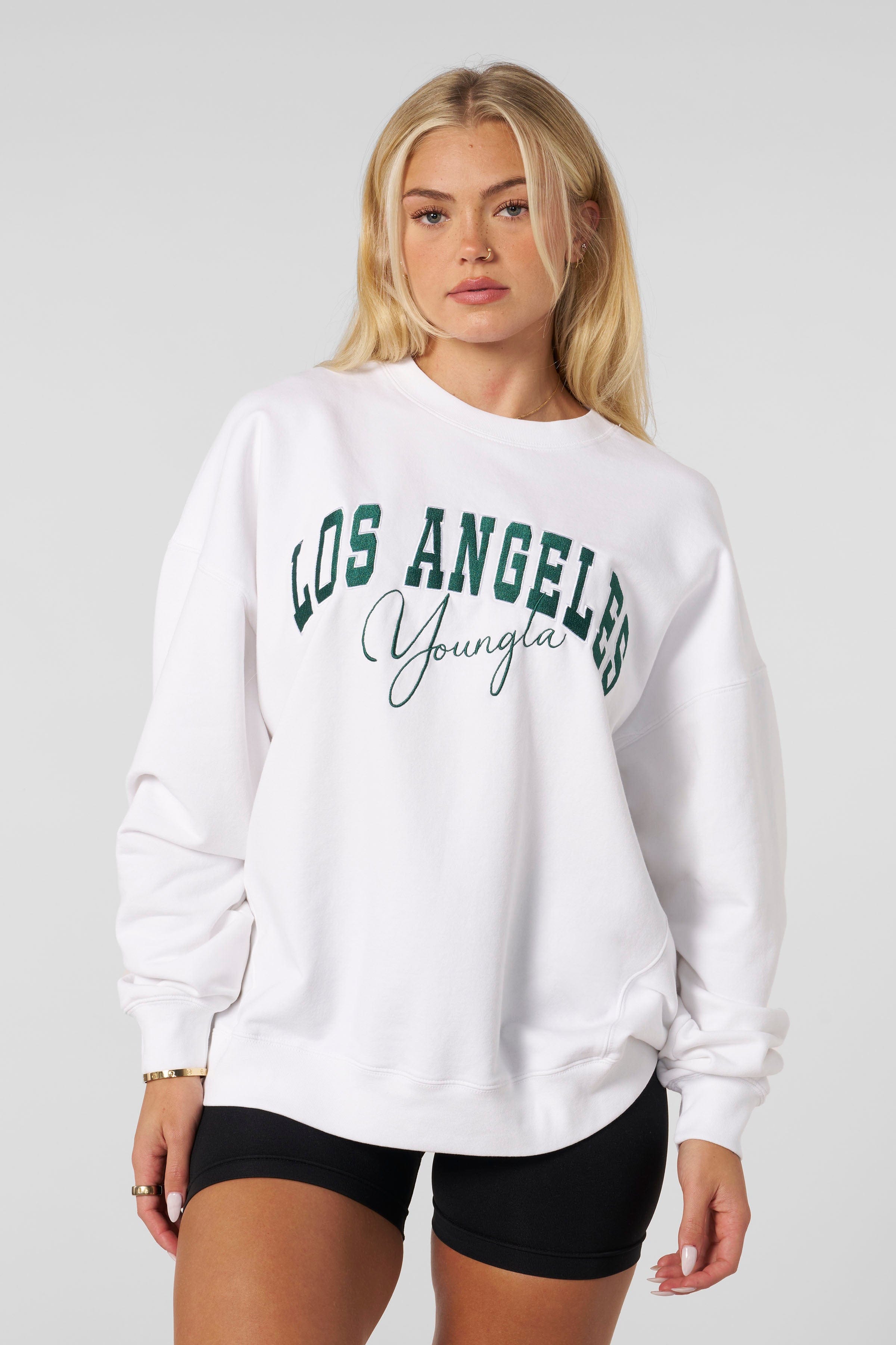 W563 Varsity Crewneck - White/Green