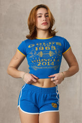 W471 Gold's Gym Ringer Baby Tee - Blue