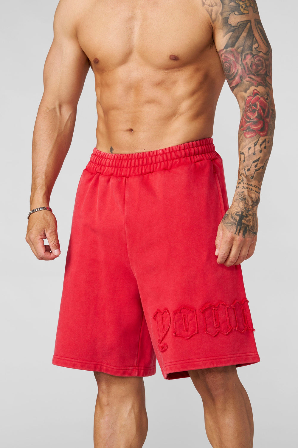 1027 - Patchwork Shorts - Red