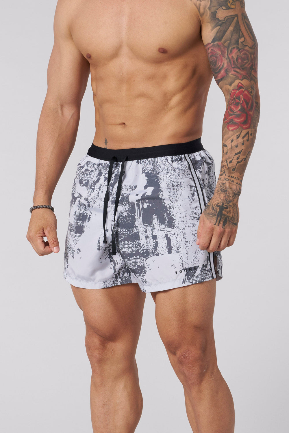 1051 - Ultra Running Shorts - Grey Glitch