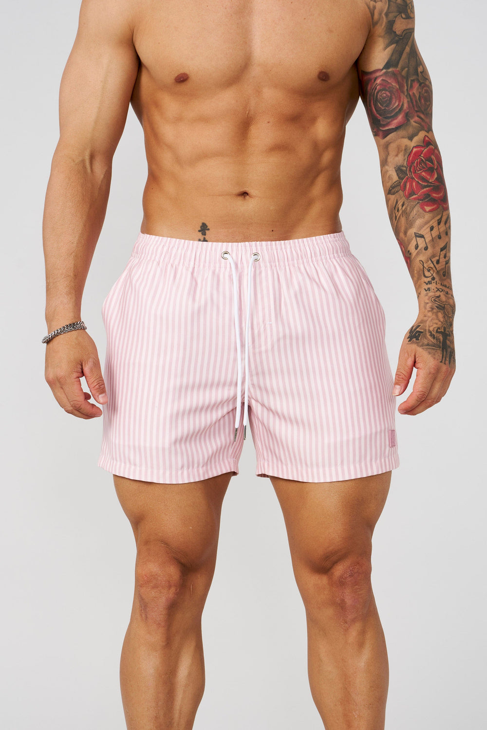 1056 - Striped Swim Shorts - Mauve