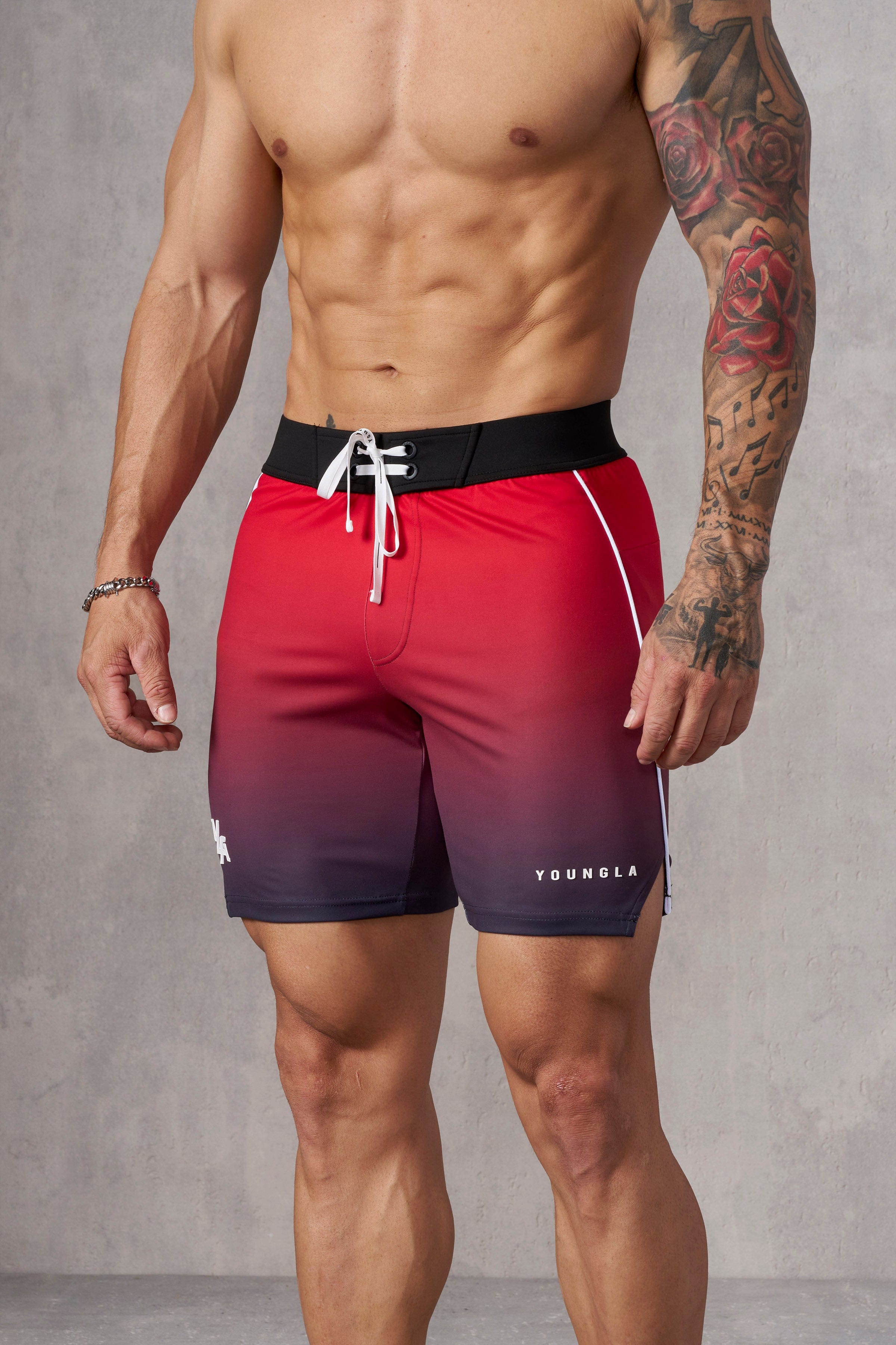 1067 - Men's physique Stage Shorts - Red