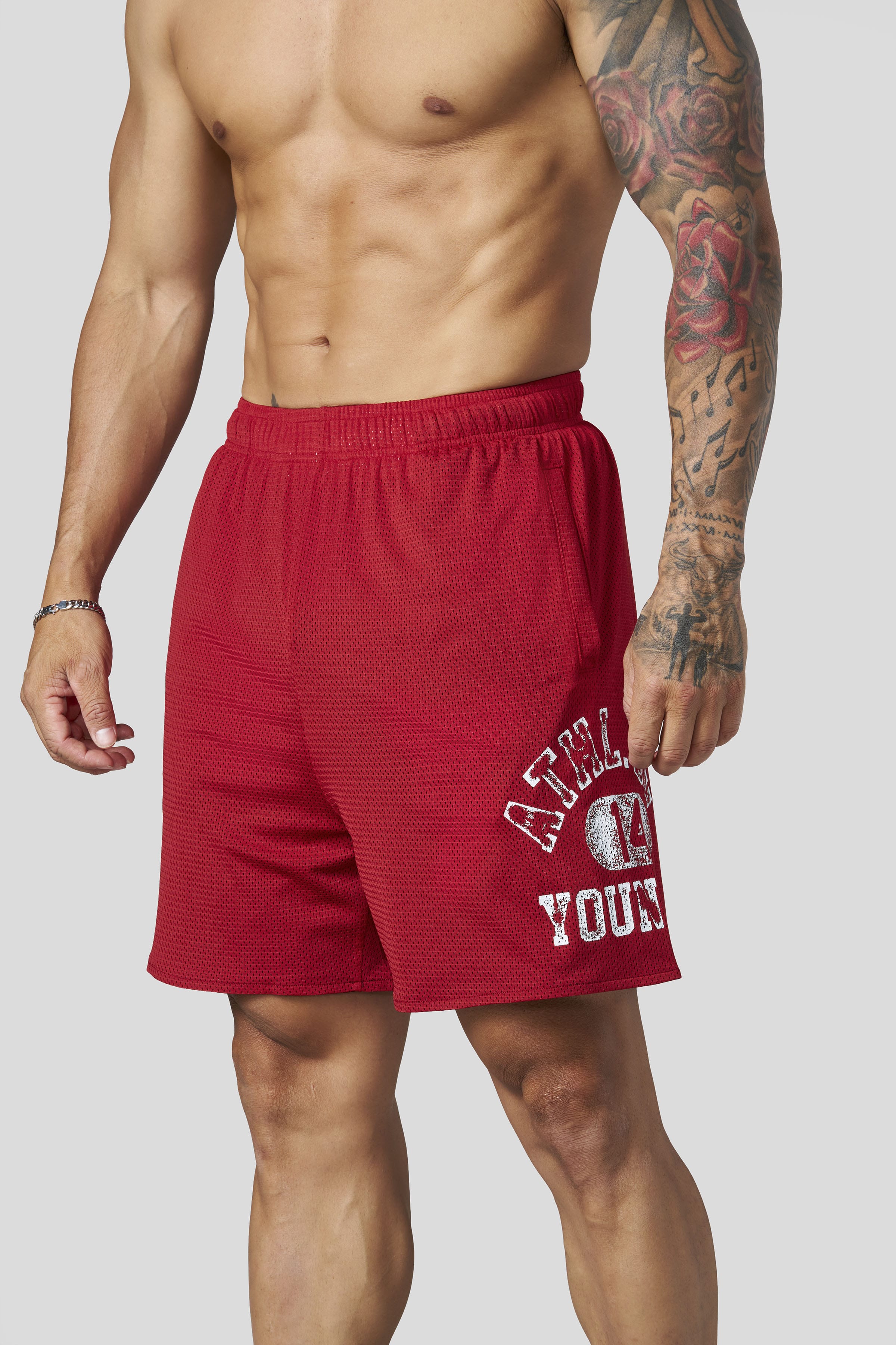 1069 - Golden Era Mesh Shorts - Red