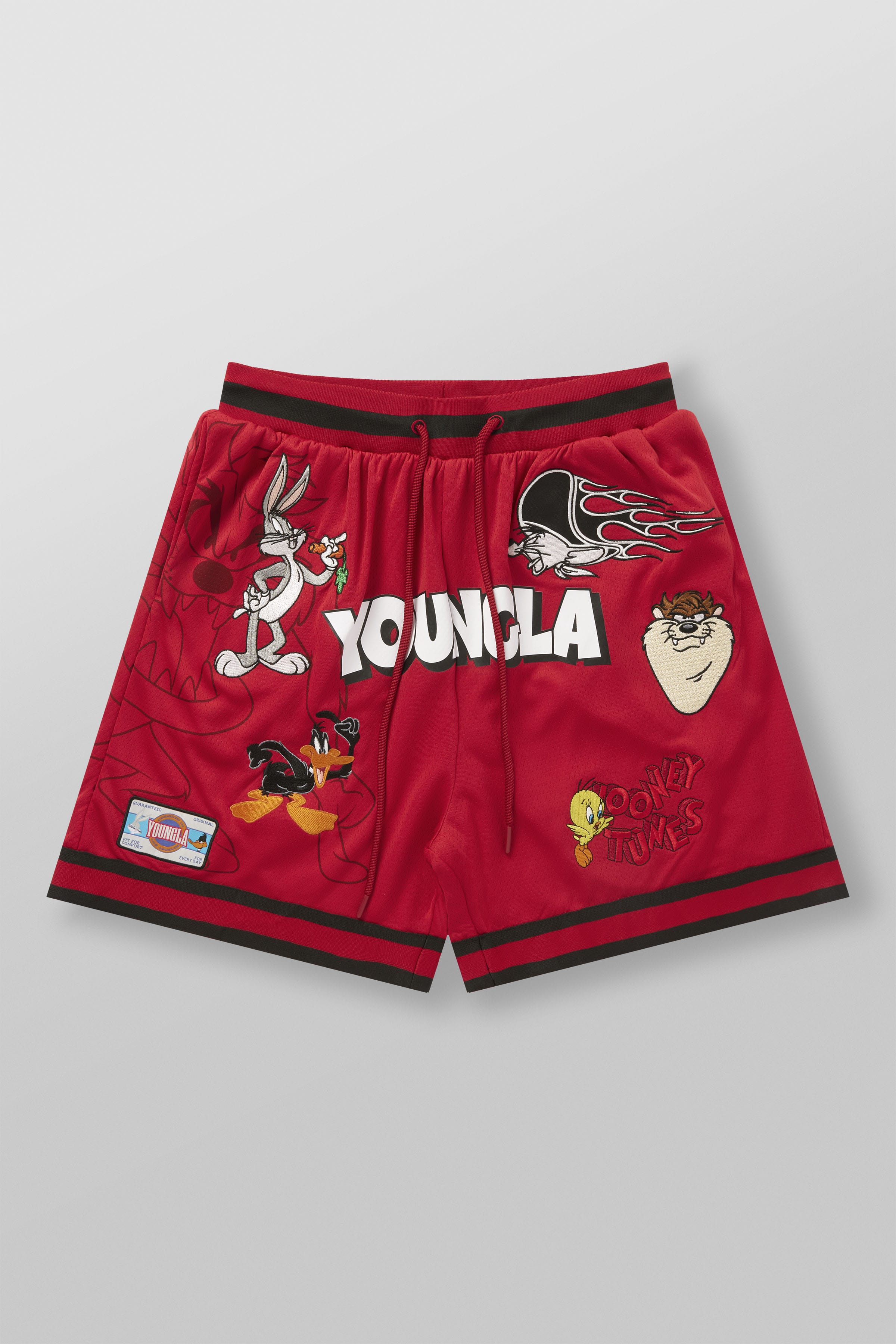 1071 - Looney Tunes Embroidered Patch Shorts - Red