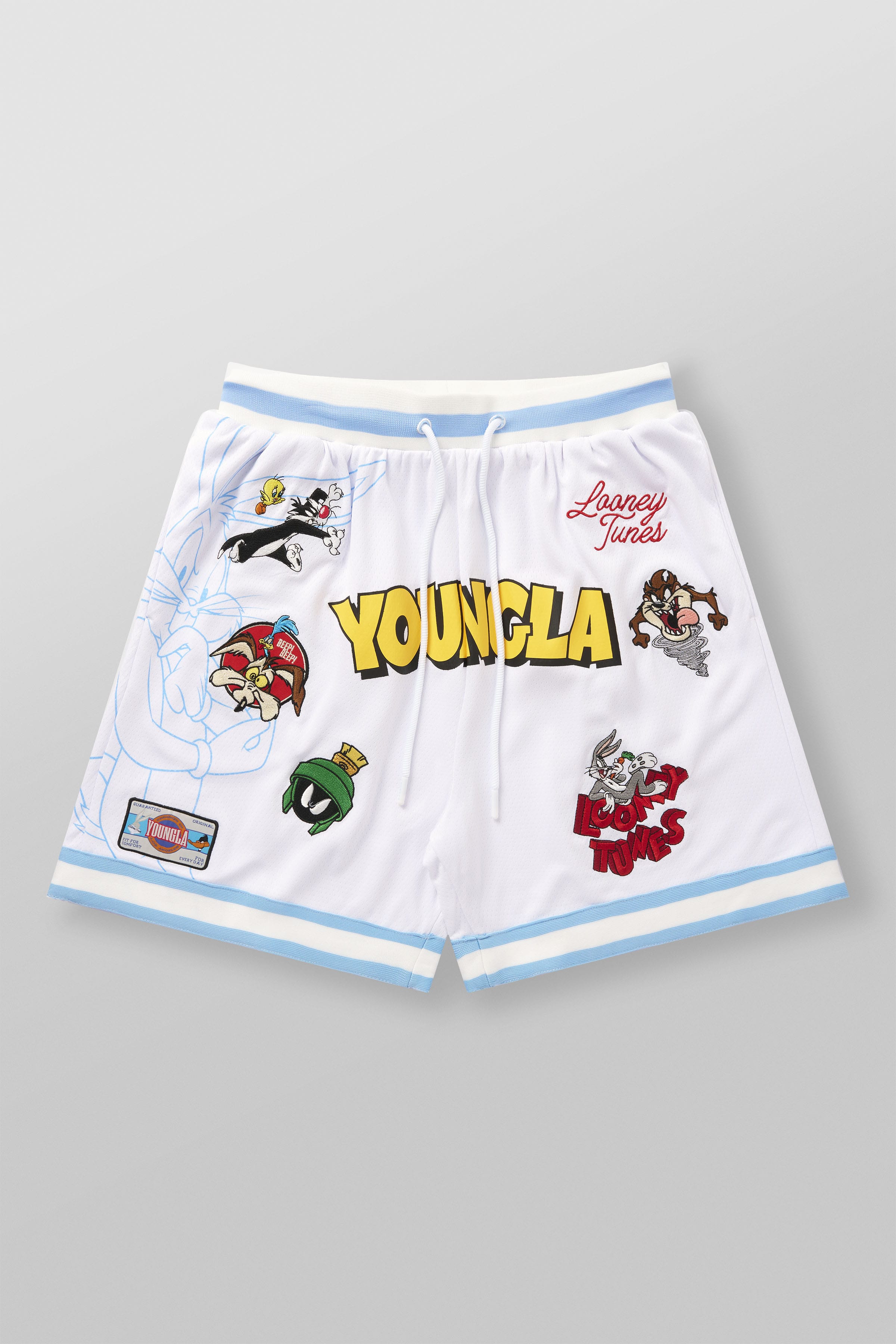 1071 - Looney Tunes Embroidered Patch Shorts - White