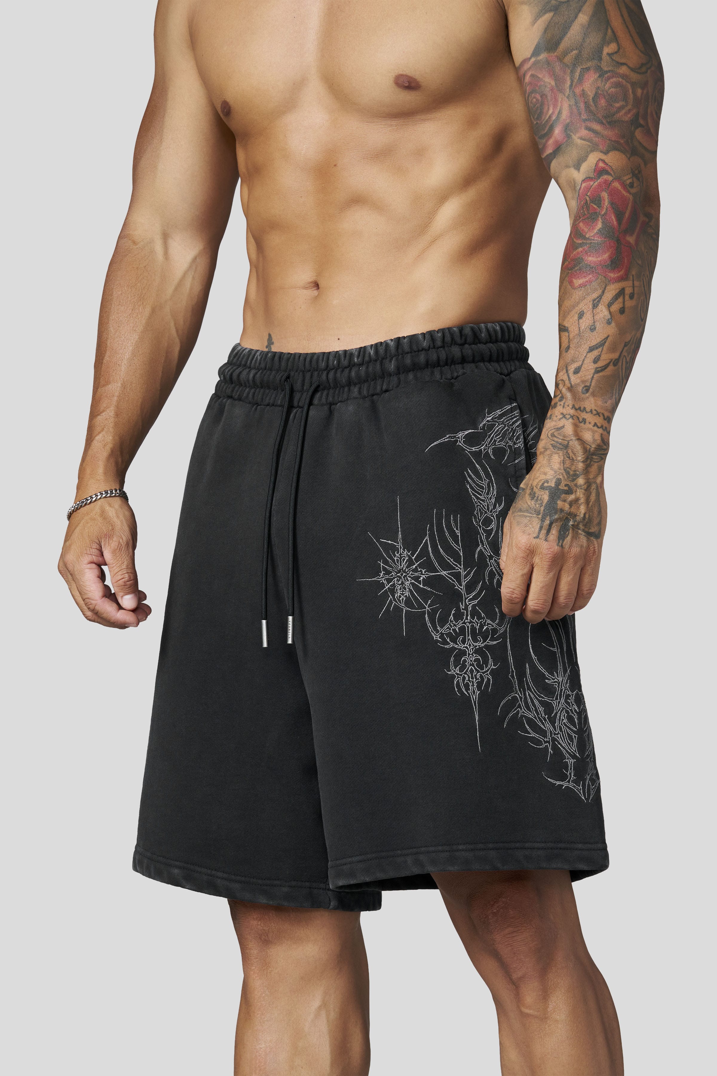 1093 - Cyberpunk Fleece Shorts - Black Wash
