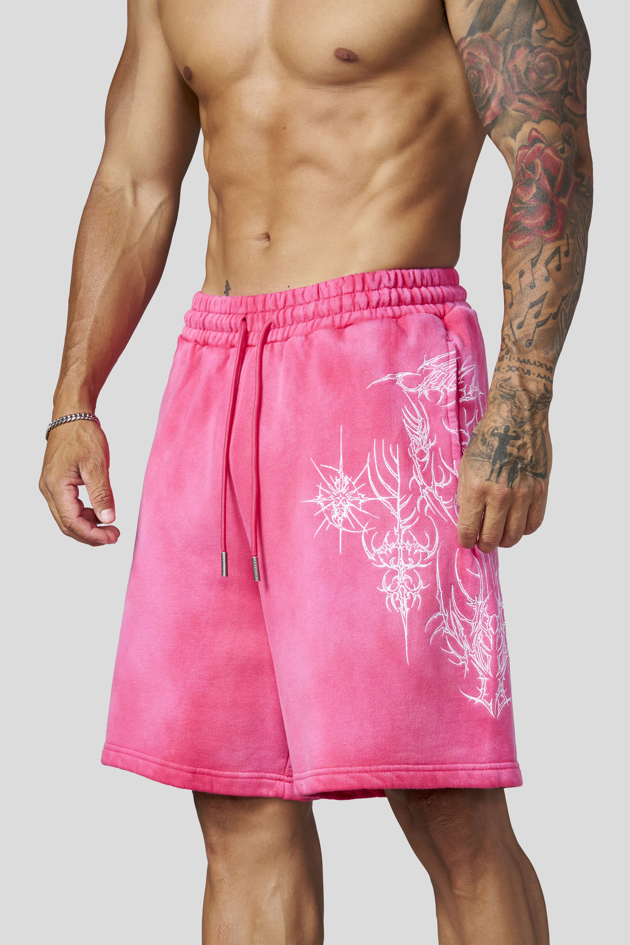 1093 - Cyberpunk Fleece Shorts - Pink Wash